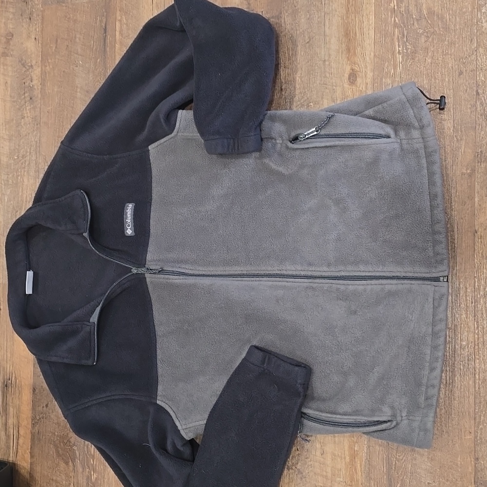 867 Columbia Full Zip Polar Fleece Colorblock Jacket Grey Black Men’s Sz XL